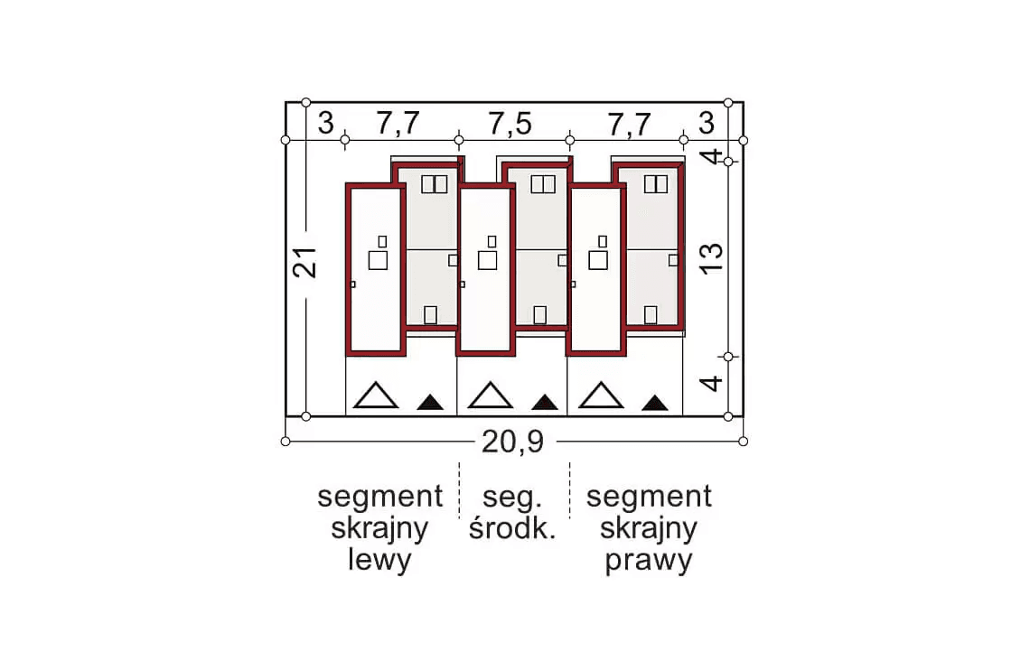 Usytuowanie projektu domu Andrzej 3 segmenty