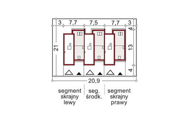 Usytuowanie projektu domu Andrzej 3 segmenty