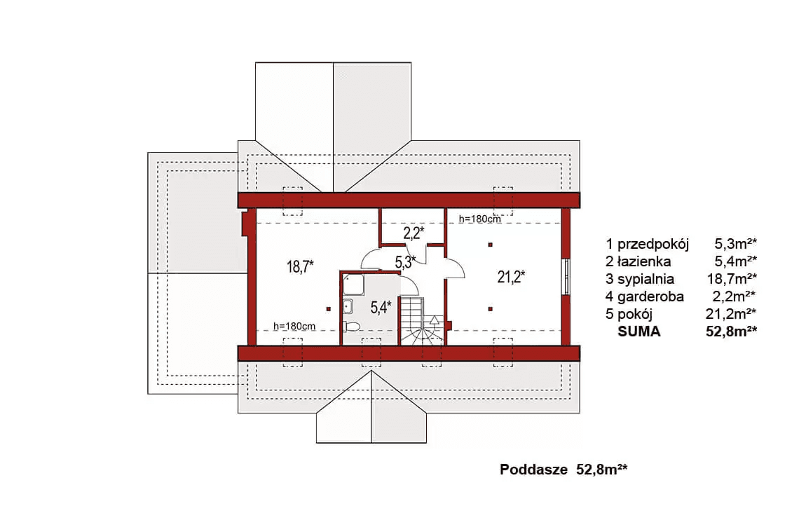 Rzut poddasza domu jednorodzinnego Anita Nova A