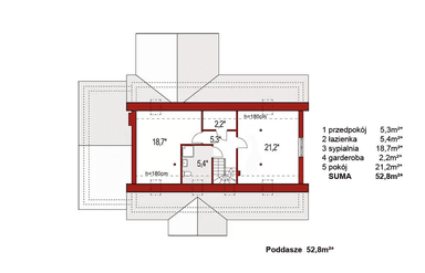 Rzut poddasza domu jednorodzinnego Anita Nova A
