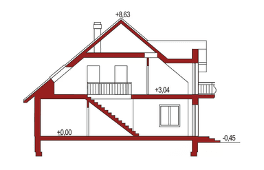 Przekrój projektu domu Aramis B