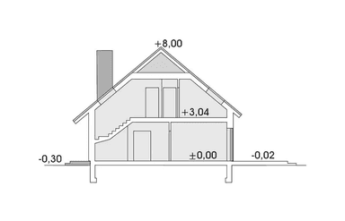 Przekrój projektu domu Atos A