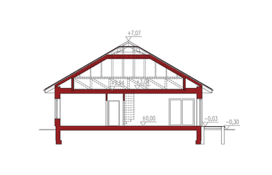 Przekrój projektu domu Bella C