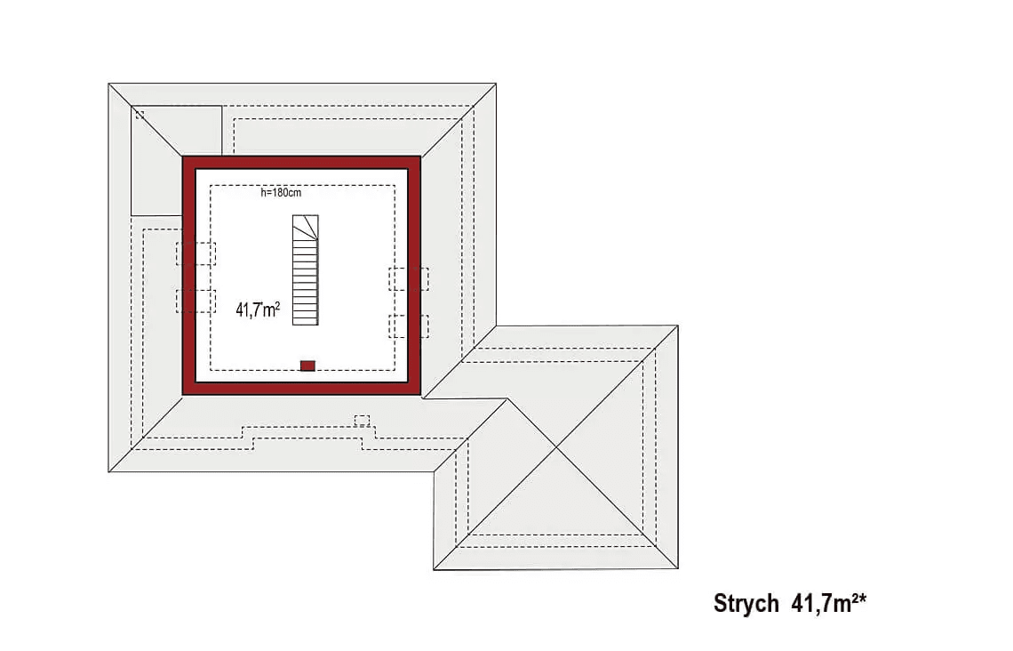 Rzut poddasza domu jednorodzinnego Bella C