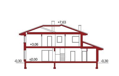 Przekrój projektu domu Boss A 25 stopni