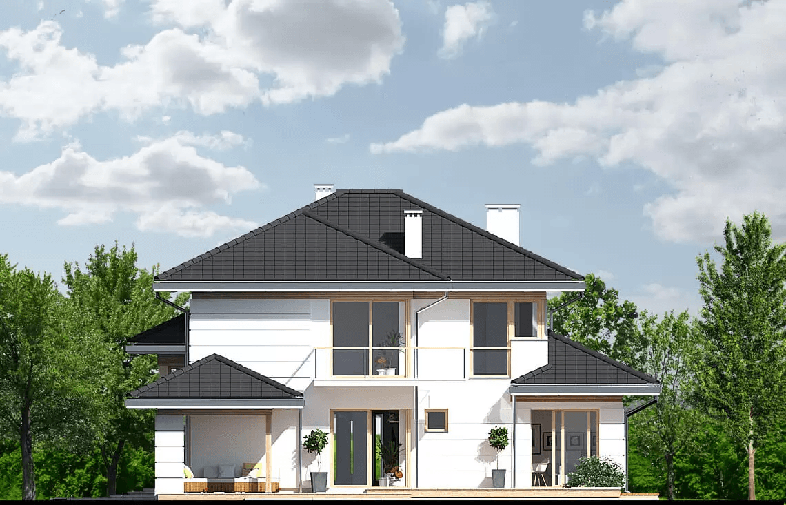 Elewacja ogrodowa domu Carmen Magdalena A 30 stopni