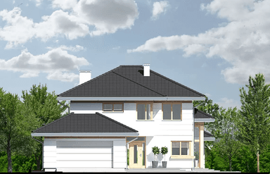 Elewacja frontowa domu Carmen Magdalena A 30 stopni strop monolityczny