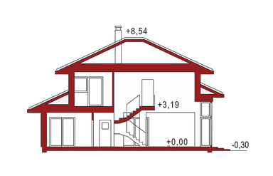 Przekrój projektu domu Carmen Magdalena A - strop monolityczny