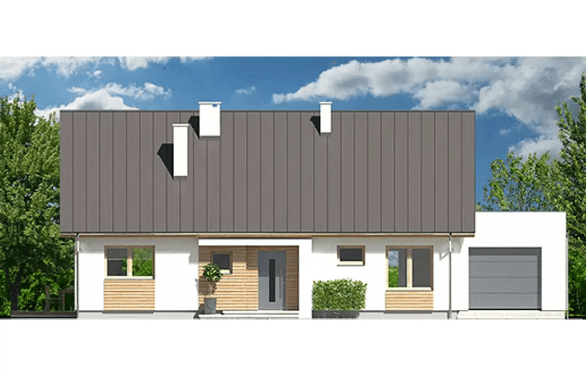 Elewacja frontowa projektu domu jednorodzinnego Diament A