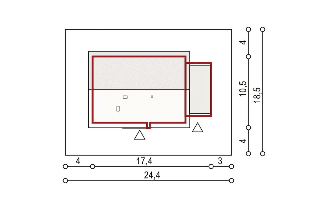 Usytuowanie domu na działce domu jednorodzinnego Diament A