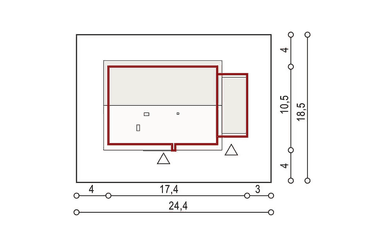 Usytuowanie domu na działce domu jednorodzinnego Diament A
