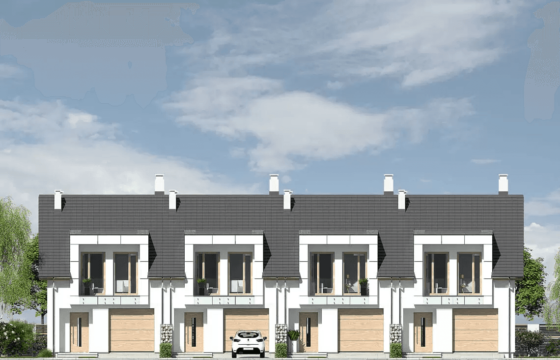 Elewacja frontowa projektu domu jednorodzinnego Diana 2 bliźniak