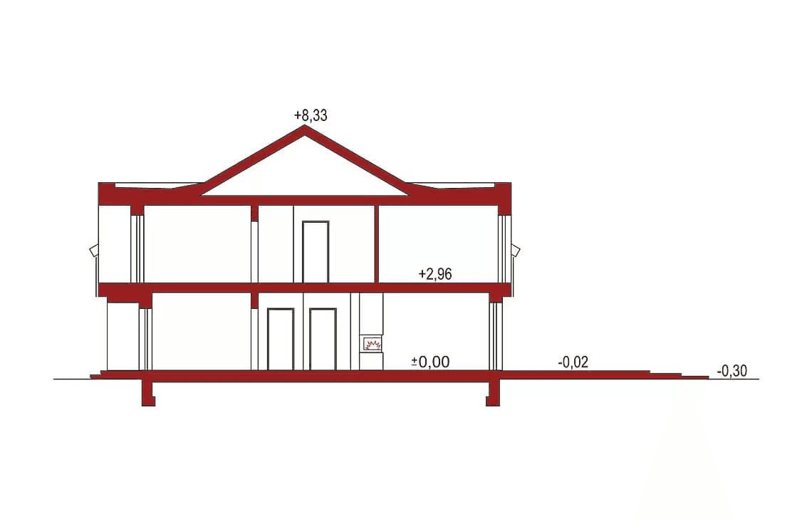 Przekrój projektu domu jednorodzinnego Diana 2 bliźniak