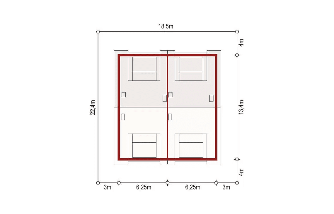 Usytuowanie projektu domu jednorodzinnego Diana 2 bliźniak