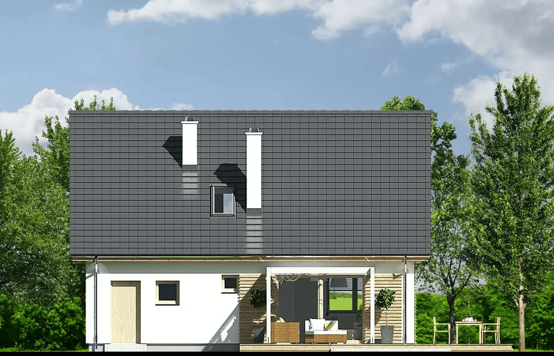 Elewacja ogrodowa domu Harmonia Nowa A wersja Ytong