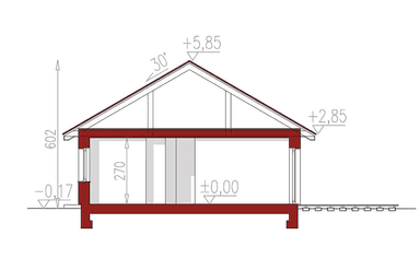 Przekrój projektu domu Inez 100