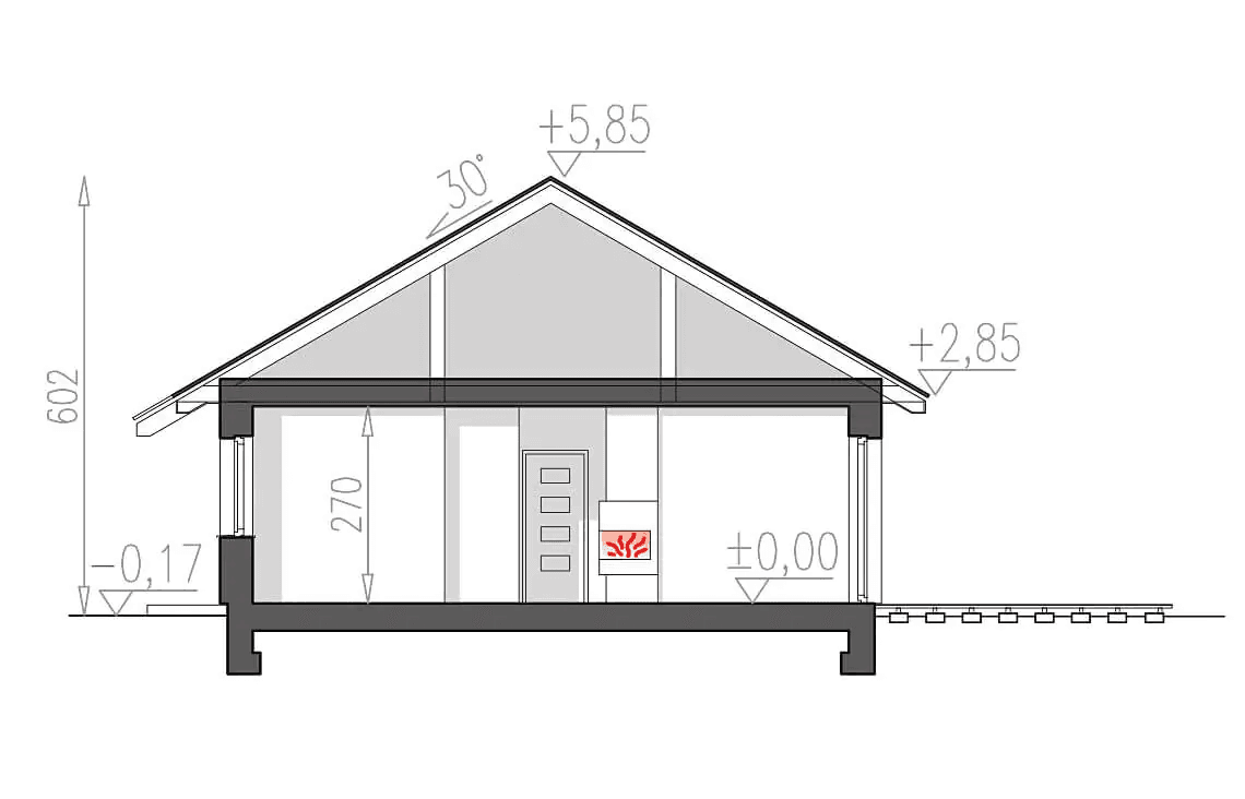 Przekrój projektu domu Isia