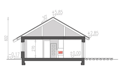 Przekrój projektu domu Isia