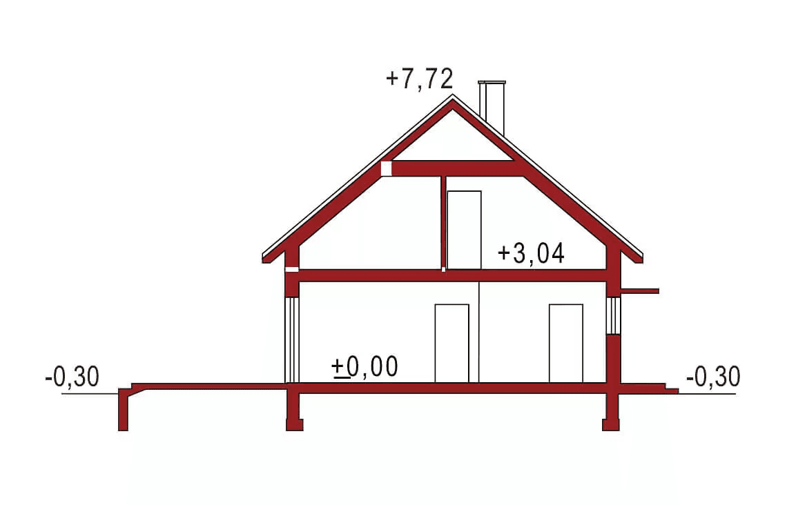 Przekrój projektu domu Jantar A