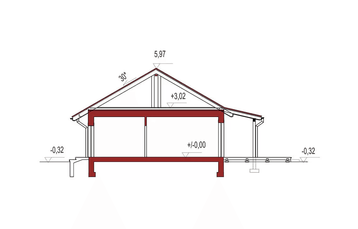 Przekrój projektu domu Nina 2 Nova C Plus