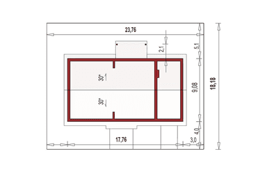 Usytuowanie domu Nina 2 Nova D 37 Plus strop monolityczny na działce