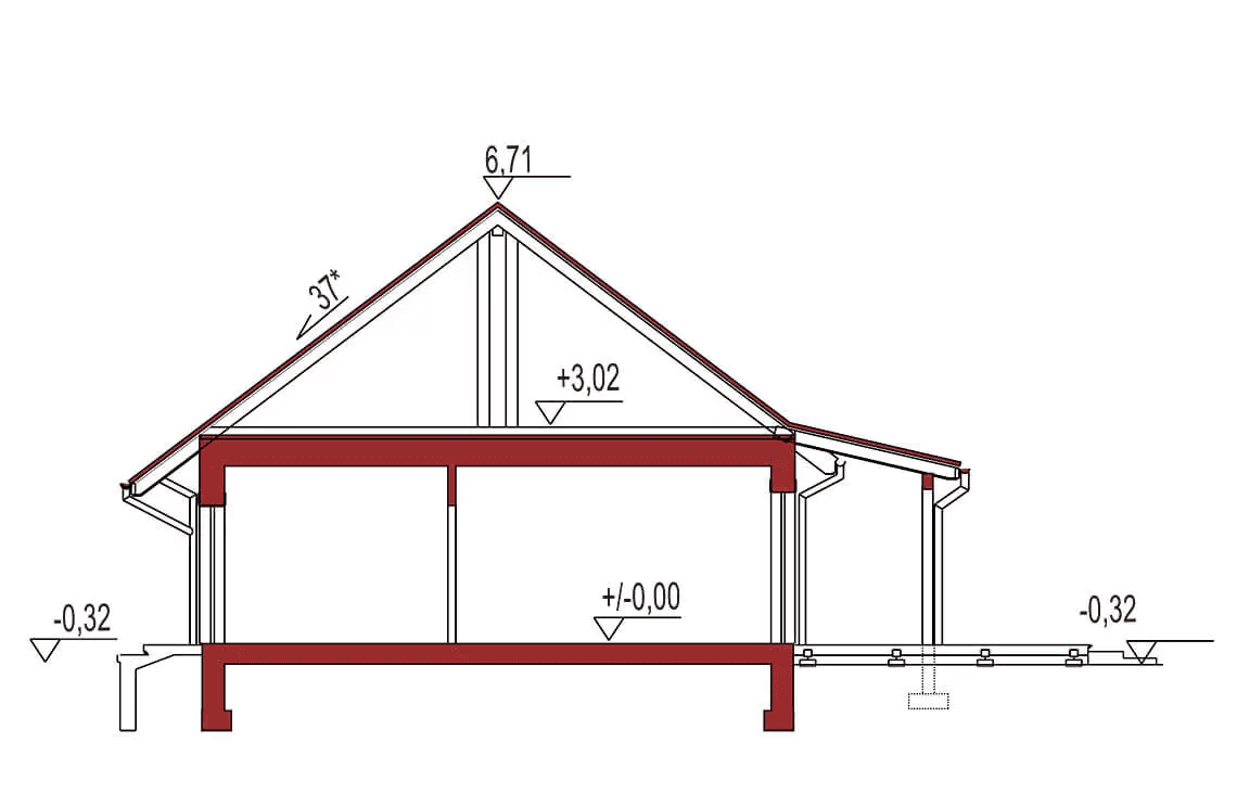 Przekrój projektu domu Nina D Plus 37