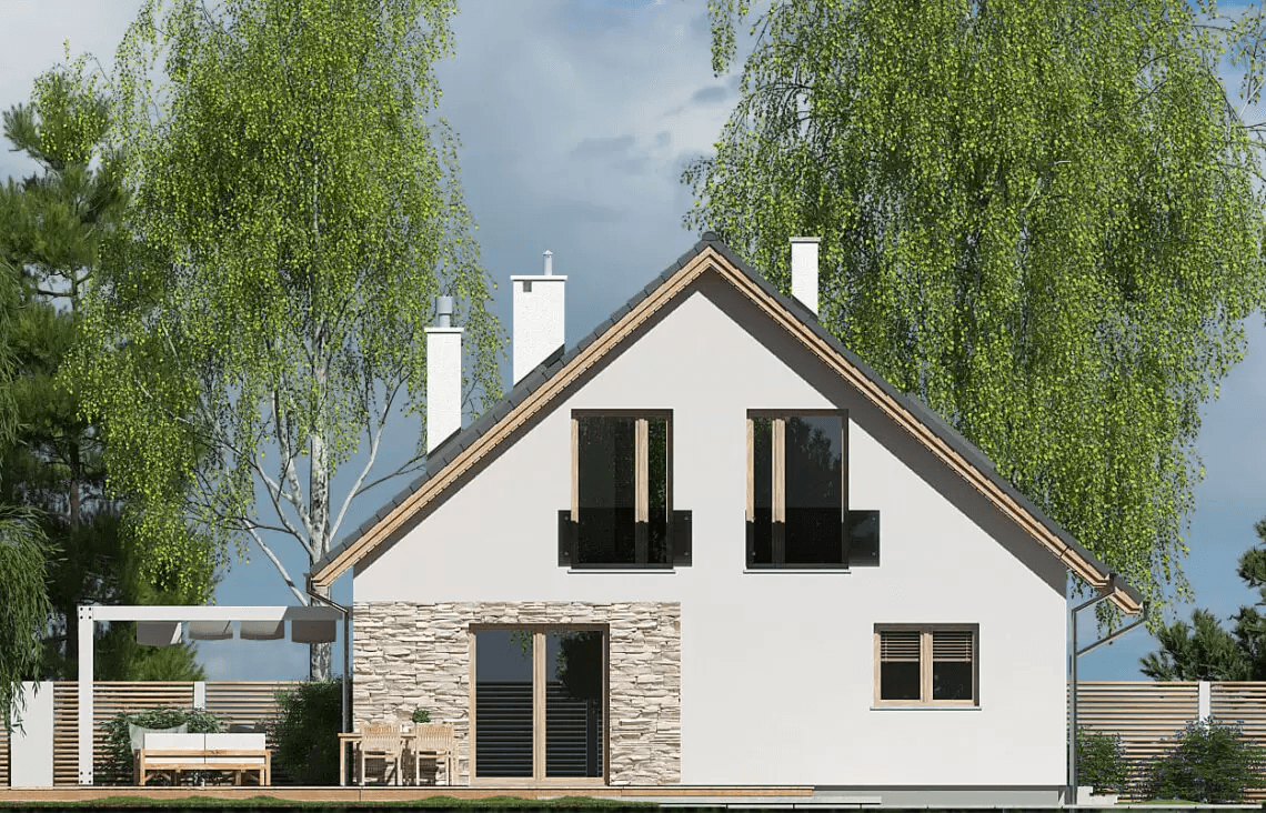 wizualizacja boczna w projekcie domu jednorodzinnym werbena a lux