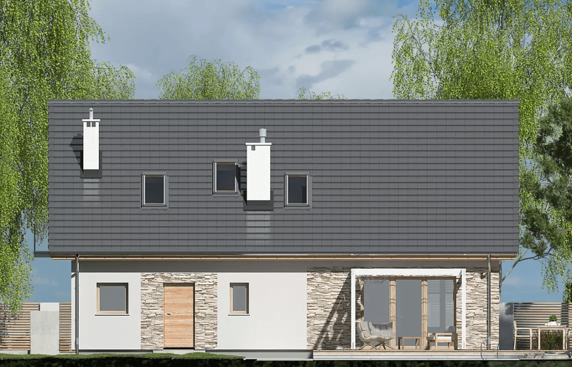 wizualicja elewacja ogrodowa w projekcie domu jednorodzinnym projekt domu werban a lux