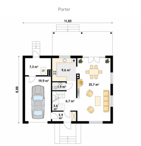 Rzut parteru Arnika 2 dr-s