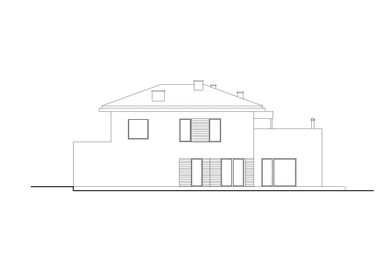 Elewacja prawa w projekcie domu nowoczesnym Ażurowy D38