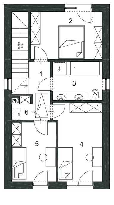 Rzut piętrowego budynku BK-6