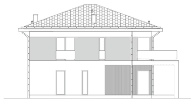 Elewacja tylna w projekcie domu BK-7