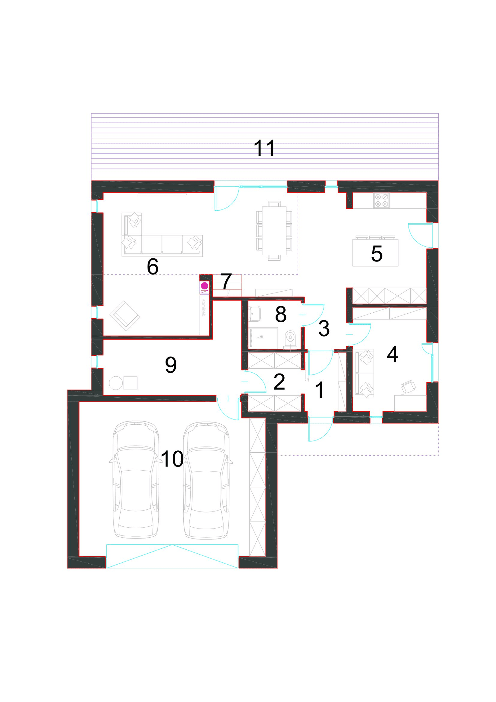 Rzut parteru projektu domu Charyzmatyczny D17