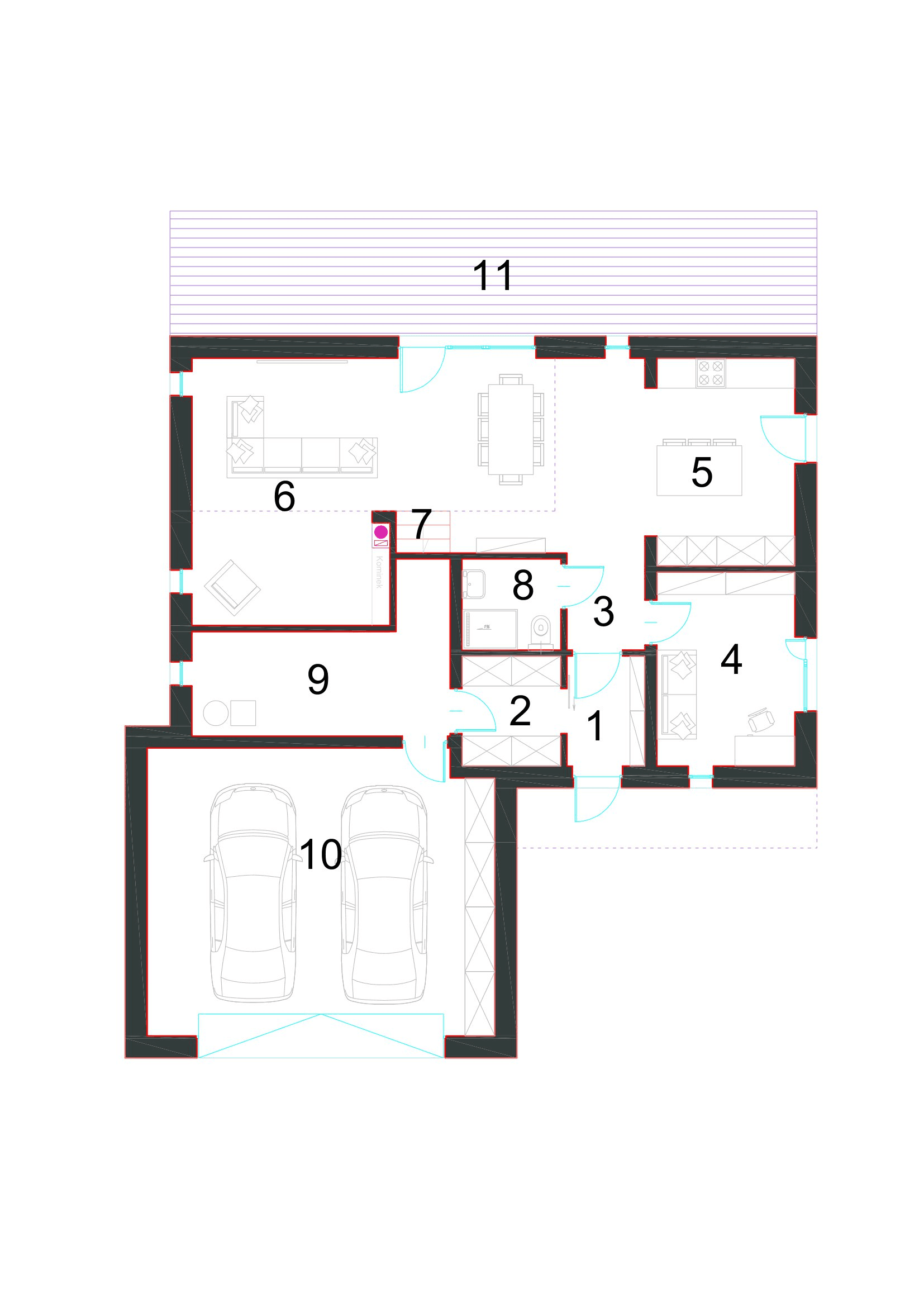 Rzut parteru projektu domu Charyzmatyczny D17