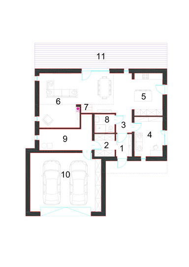 Rzut parteru projektu domu Charyzmatyczny D17