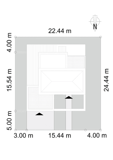 Usytuowanie na działce domu DOPASOWANY_D34