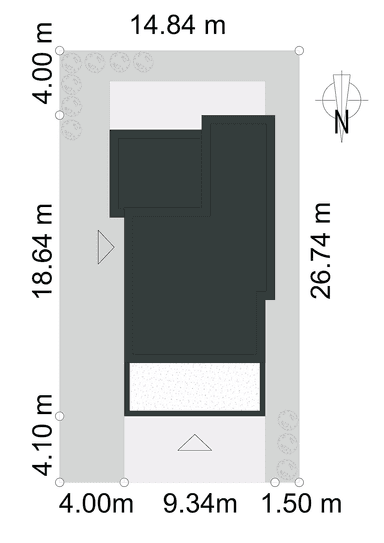 Usytuowanie na działce domu Dynamiczny D22