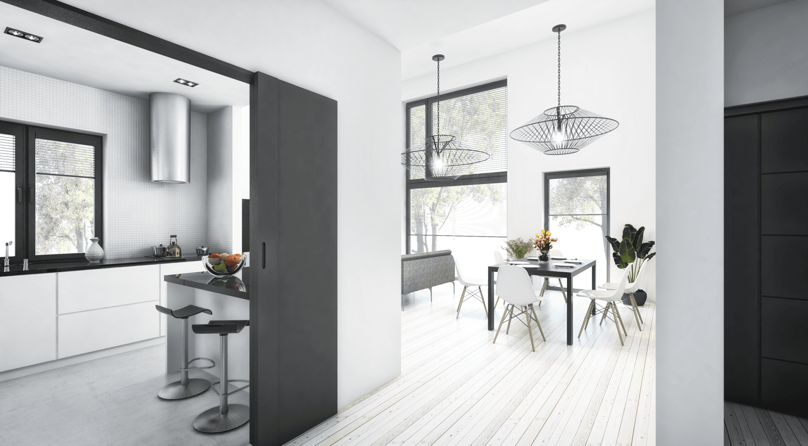 Wnętrze projektu domu Dynamiczny D22 jadalnia i kuchnia