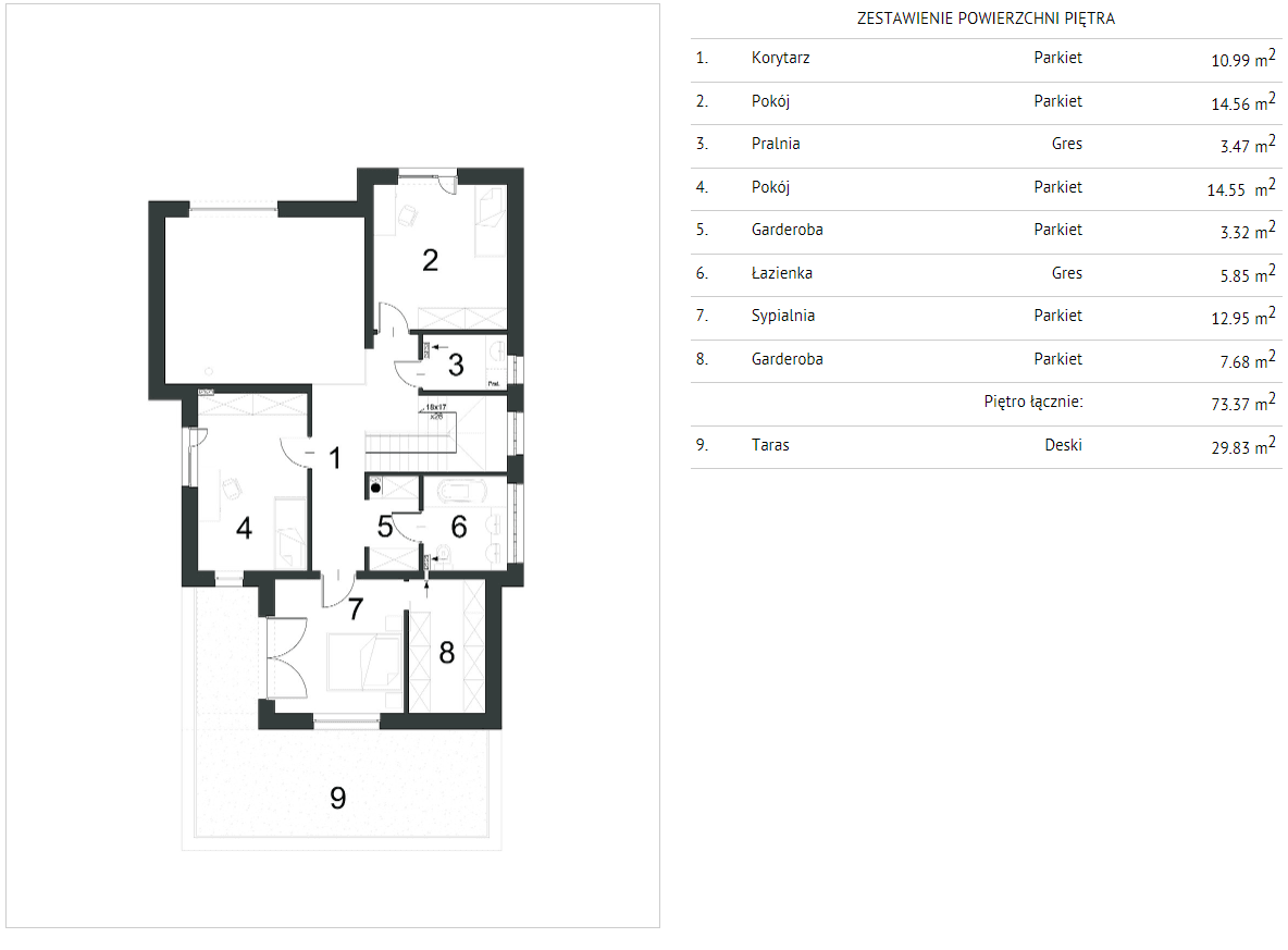Rzut pietra w proejkcie domu Dynamiczny D22 wariant 1