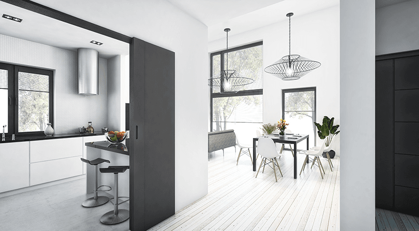 Wnętrze domu Dynamiczny D22 w 1 kuchnia i jadalnia
