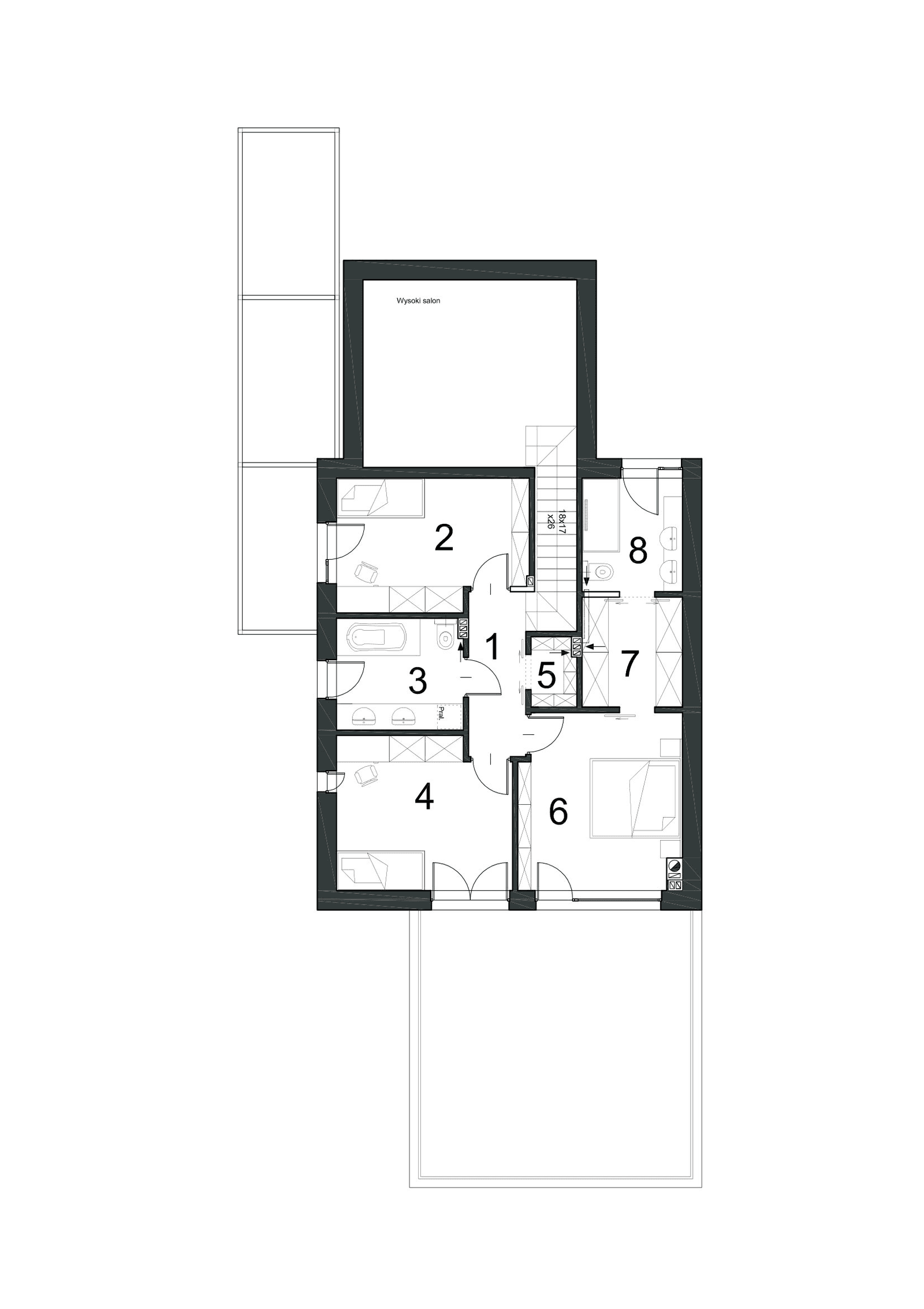 Rzut piętra w projekcie domu Elastyczny D26