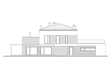 Elewacja lewa projektu domu piętrowego Elastyczny D26 wariant I