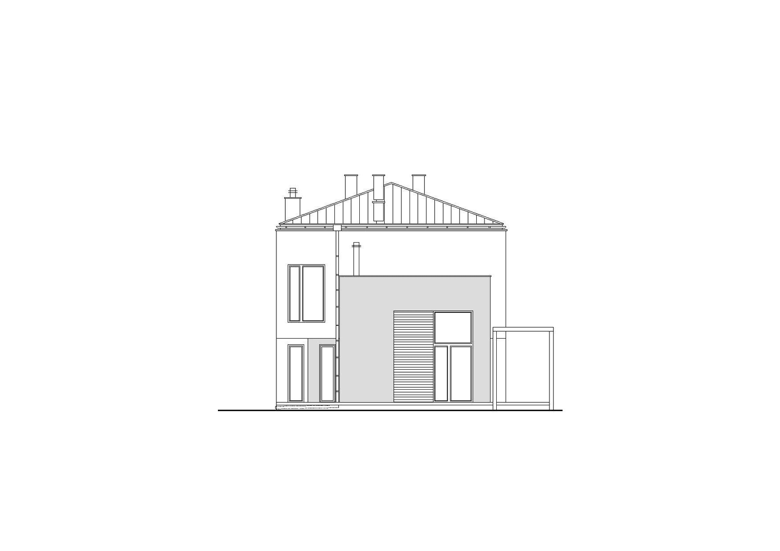 Elewacja tylna w projekcie domu Elastyczny D26 wariant I