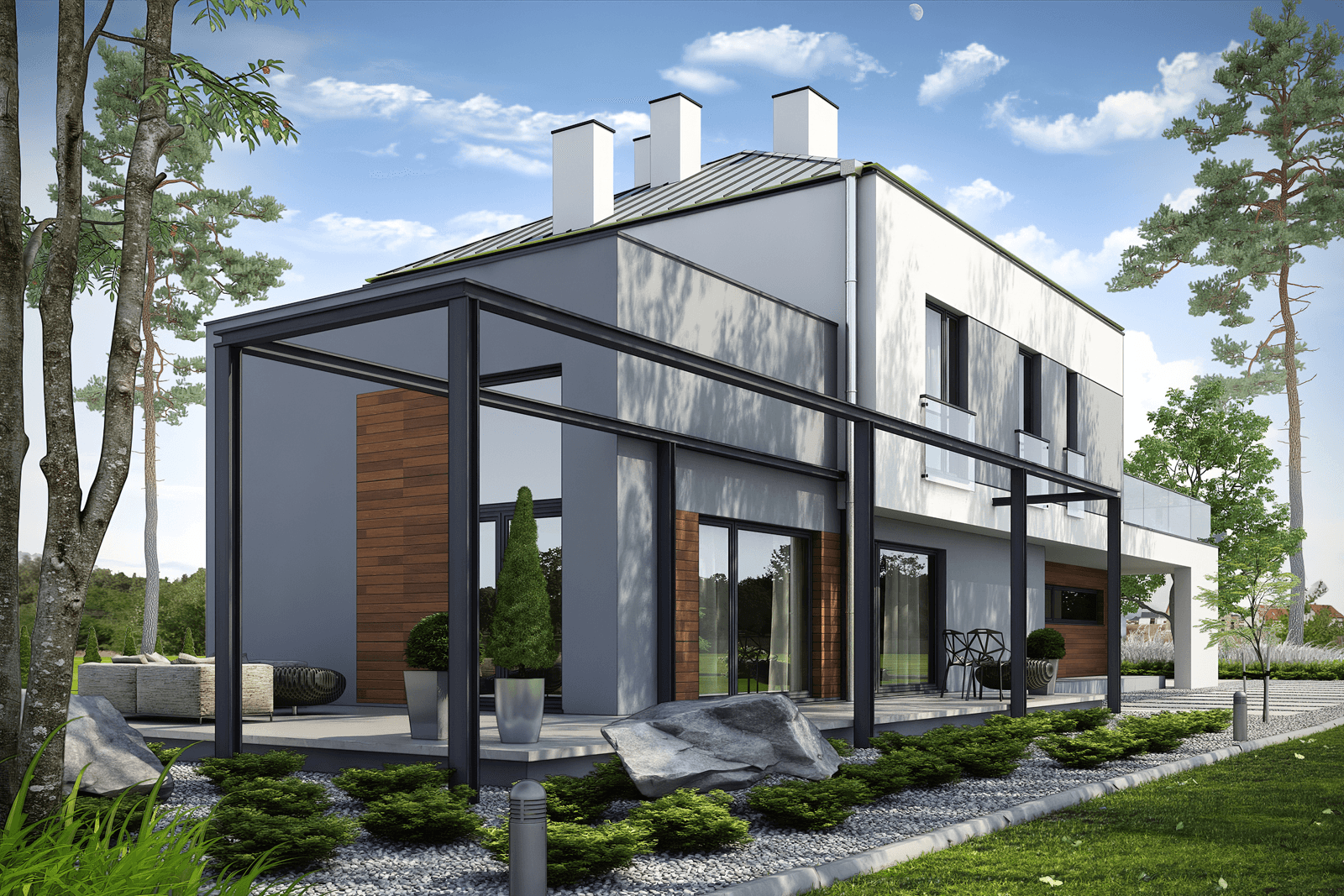 Widok na dom piętrowy Elastyczny D26 wariant I