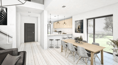 Piękna przestronna jadalnia w projekcie domu Intrygujacy D32