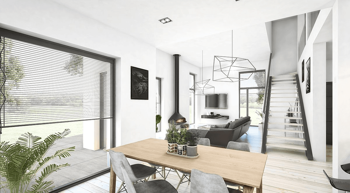 Jasne wnętrze w projekcie domu piętrowym Intrygujący D32