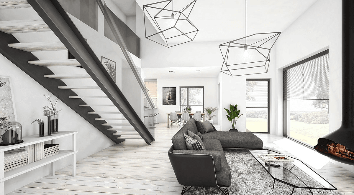 Piękne nowoczesne wnętrze w domu Intrygujący D32