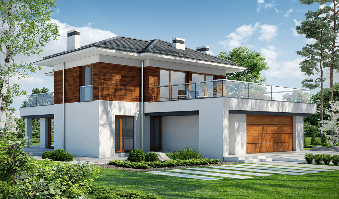 Wizualizacja projektu domu nowoczesnego Klasyczny D33