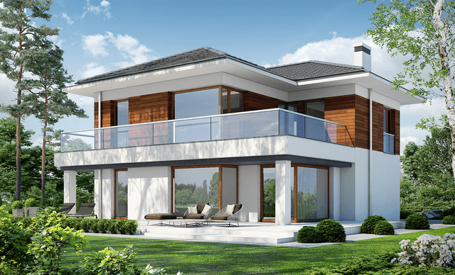 Widok na dom piętrowy Klasyczny D33