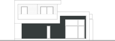 Elewacja tylna w projekcie domu Kubiczny D30